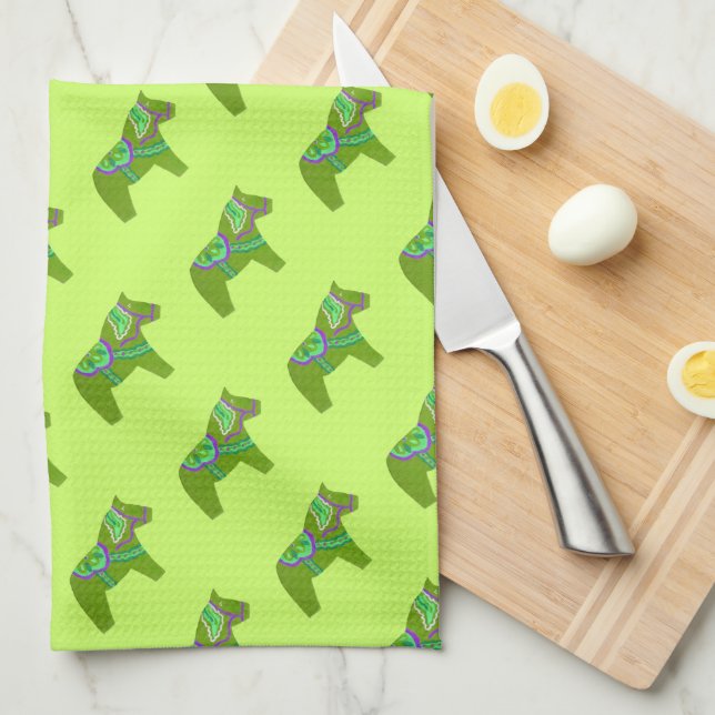Green Dala Horse Towel (Quarter Fold)