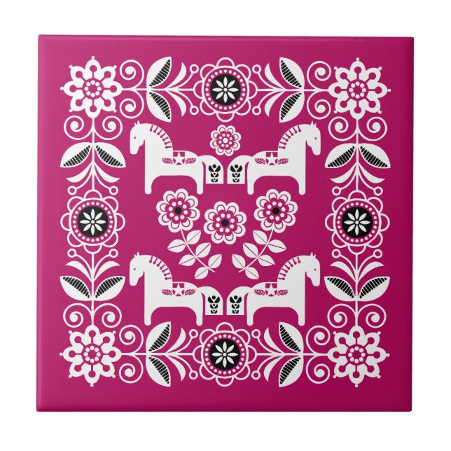 Green Dala Swedish Horse Print Tile (Front)