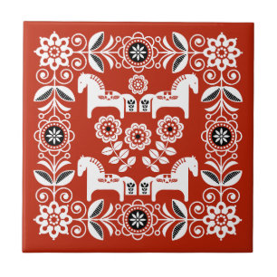 Green Dala Swedish Horse Print Tile