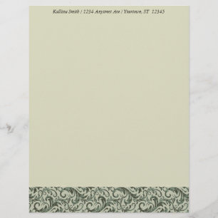Green Damask Border Letterhead