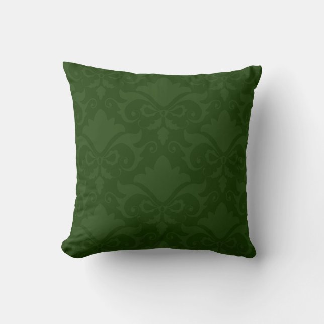 Green Damask Bows Reversible Throw Pillow (Front)