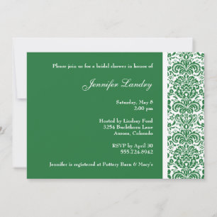 Green Damask Bridal Shower Invitation
