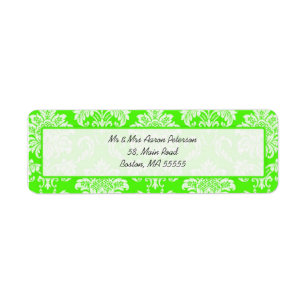 Green Damask Customizable Address Labels