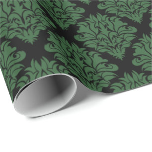 Green Damask-Gift Wrapping Paper