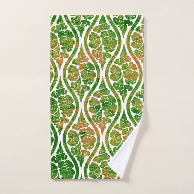 Green Damask Hand Towel (Hand Towel)