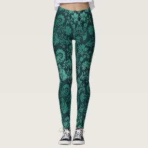 Green damask leggings