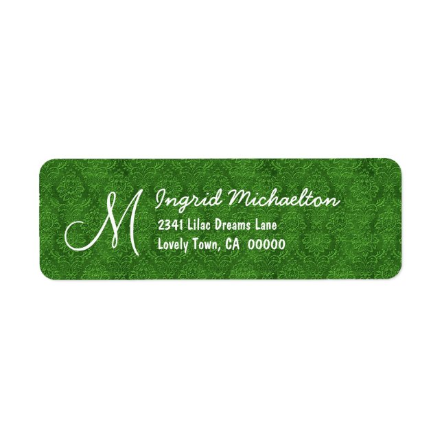 Green Damask Monogram M or Any Initial M009 (Front)