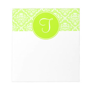 Green Damask Monogram Notepad
