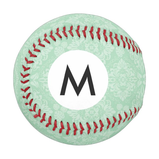 Green damask pattern baseball (Front Left)