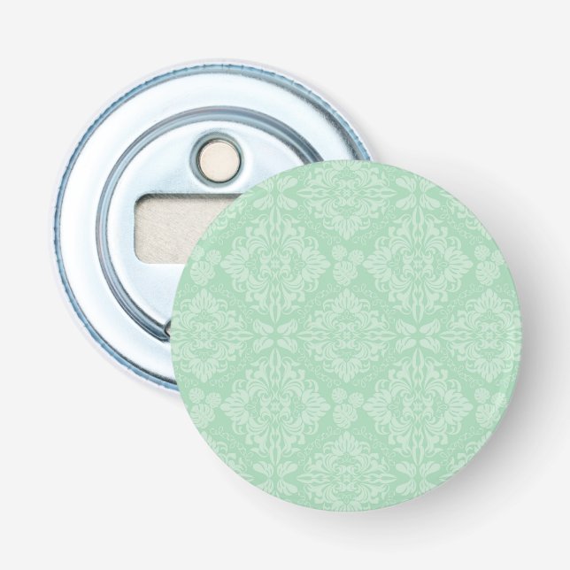 Green damask pattern bottle opener (Front)