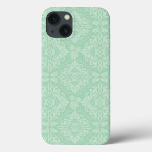 Green damask pattern iPhone 13 case