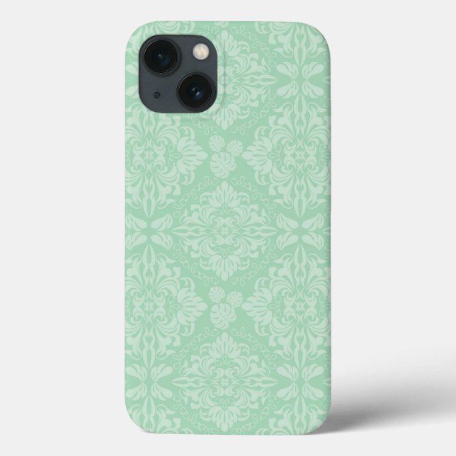 Green damask pattern Case-Mate iPhone case (Back)