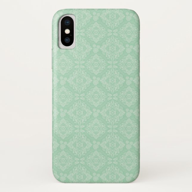 Green damask pattern Case-Mate iPhone case (Back)