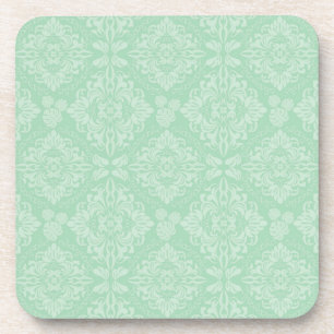 Green damask pattern coaster