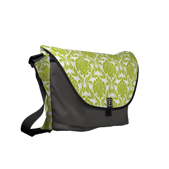 Green Damask Pattern Courier Bag