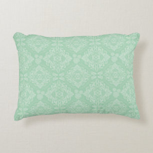 Green damask pattern decorative pillow