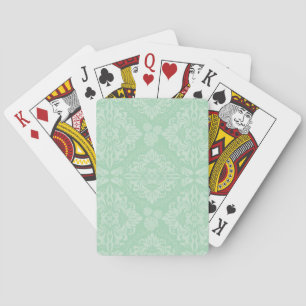 Green damask pattern playing cards