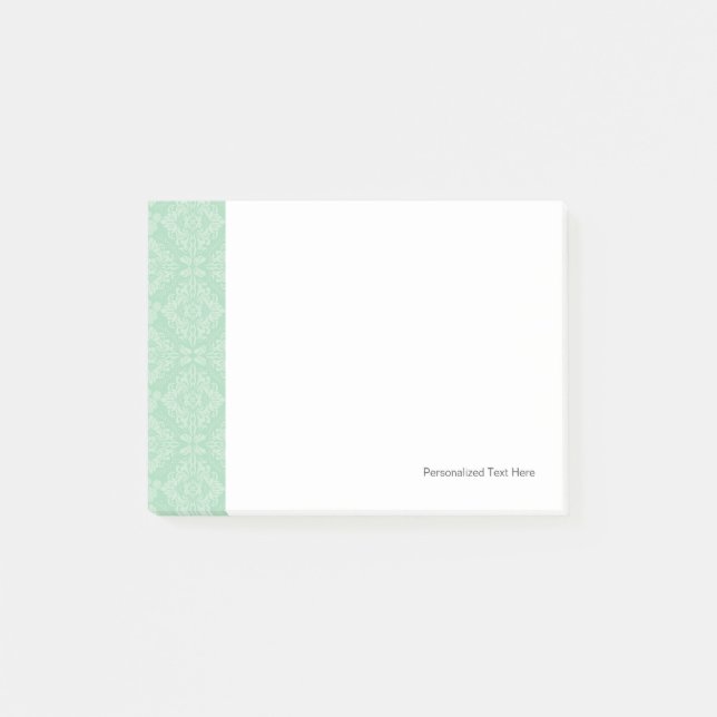 Green damask pattern post-it notes (Front)