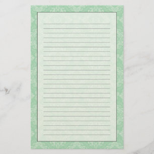 Green damask pattern stationery