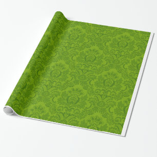 Green Damask Pattern Wrapping Paper