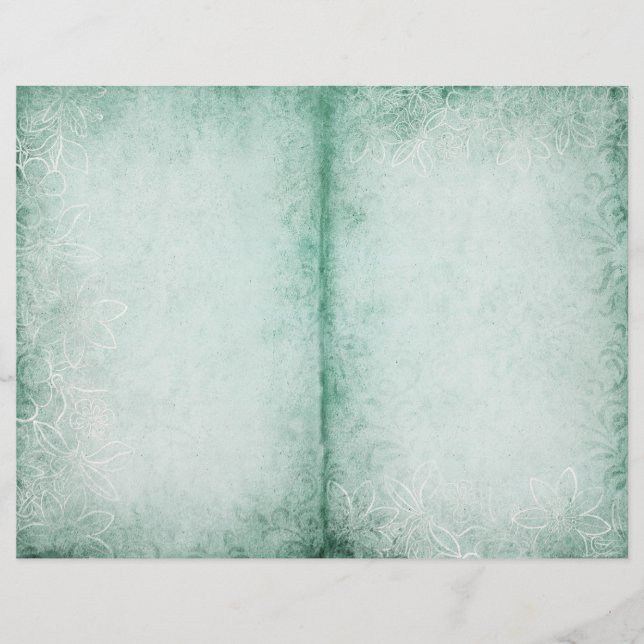 Green Damask Patterned Journal Page (Front)