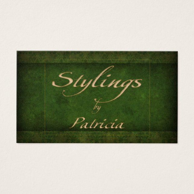 Green Damask Personal Card (Front)