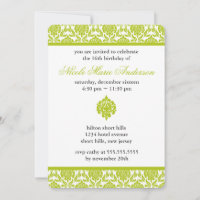 Green Damask Sweet Sixteen Birthday