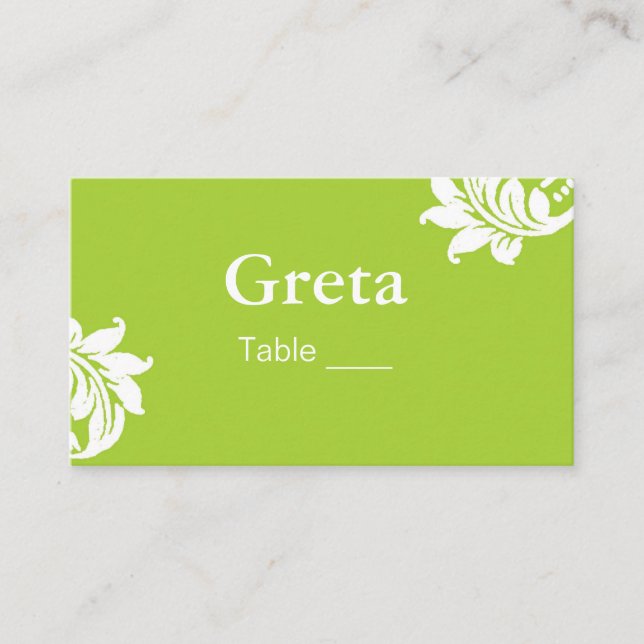 Green Damask Table Place Card Holders (Front)