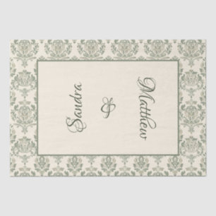 Green Damask Tissue Paper