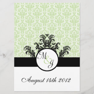 Green Damask Wedding Invitation