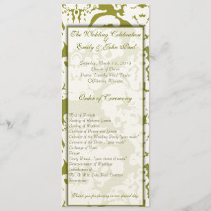 Green Damask Wedding Program