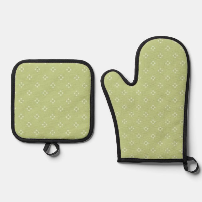 Green Dandalions Crosses  Oven Mitt & Pot Holder Set (Front)