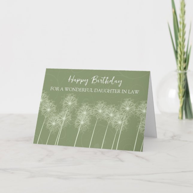 Green Dandelions Daughter in Law Birthday Card (Front)