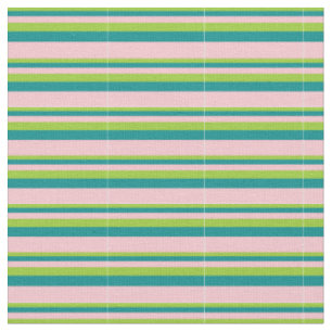 Green, Dark Cyan, and Pink Stripes Fabric