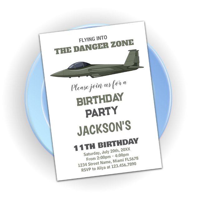 Green Dark Fighter Jet Birthday Invitations (Green Dark Fighter Jet Birthday Invitations)