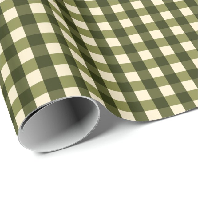 Green Dark Gingham Wrapping Paper (Roll Corner)