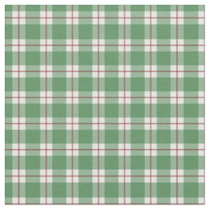 Green / Dark Gray-Red / White Plaid Fabric