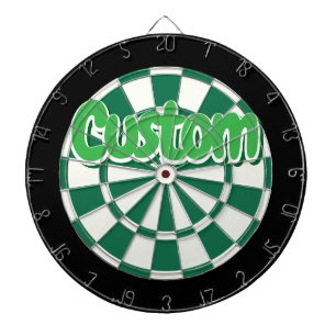 Green, Dark Green, Black, And White Custom Text Dartboard