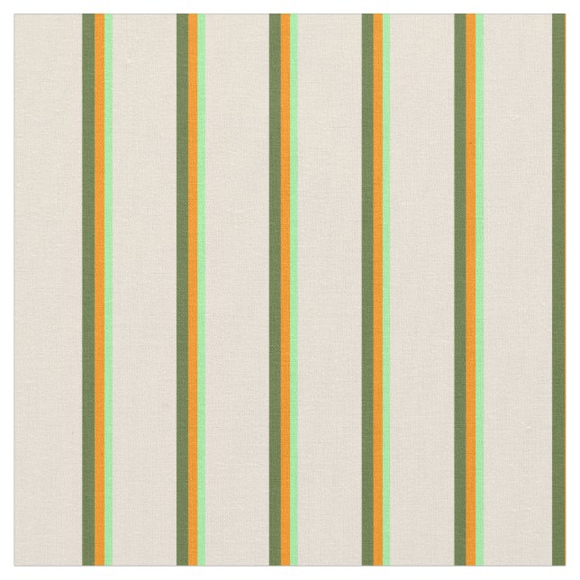 Green, Dark Orange, Dark Olive Green & Bisque Fabric (Close Up)