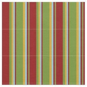 Green, Dark Red, Sky Blue & Goldenrod Lines Fabric