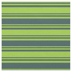 Green & Dark Slate Grey Stripes Pattern Fabric
