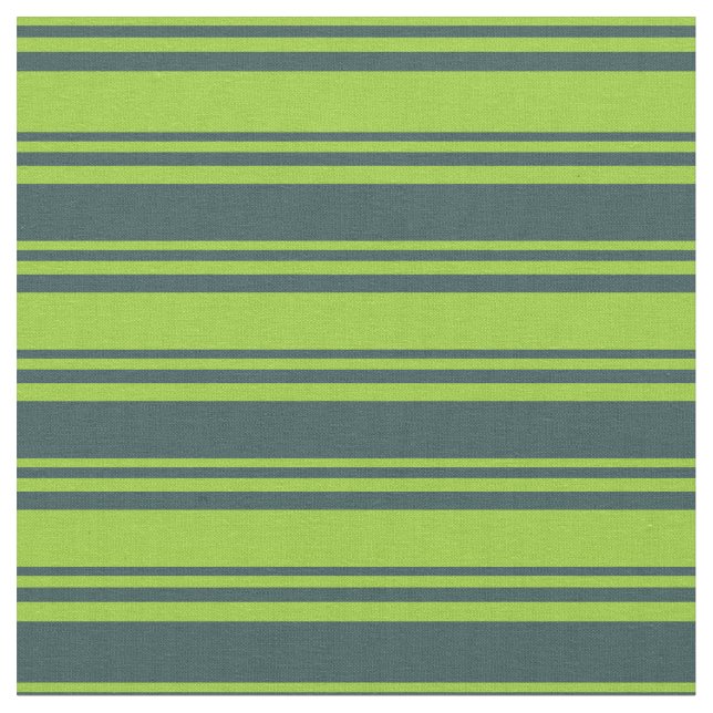 Green & Dark Slate Grey Stripes Pattern Fabric (Close Up)