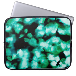 Green Dark Tie Dye. Aquamarine Inspiration Tie Dye Laptop Sleeve