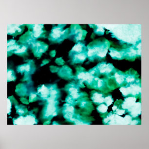 Green Dark Tie Dye. Aquamarine Inspiration Tie Dye Poster