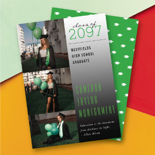Green Dark To Light Quote Photo Modern Graduation Announcement