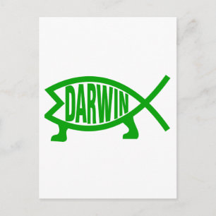 Green Darwin Fish Postcard
