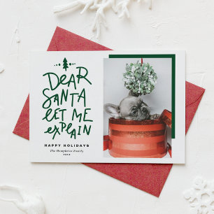 Green Dear Santa Let Me Explain Baby Photo Holiday Card