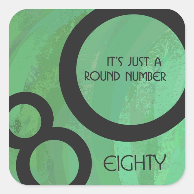 Green Decade 80th Birthday Square Sticker (Front)