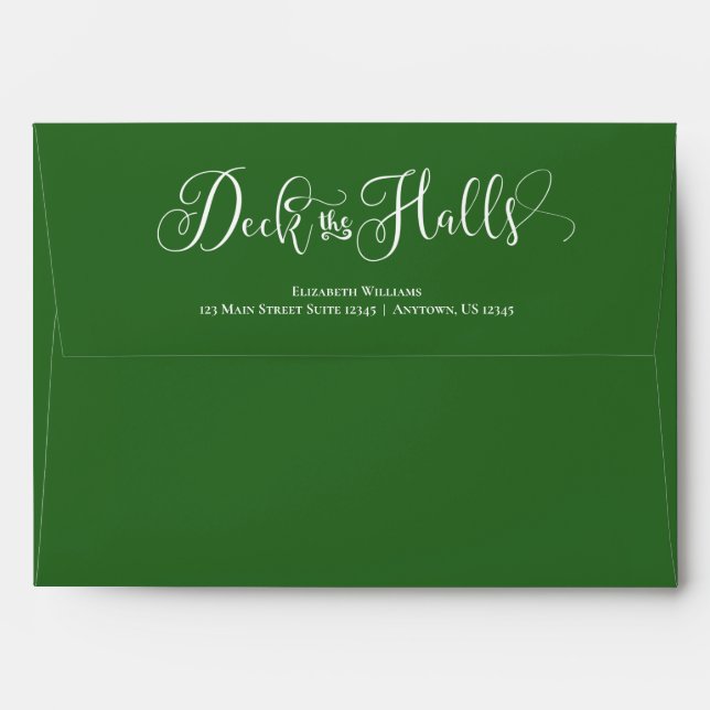 Green Deck The Halls Christmas Envelope (Back (Top Flap))