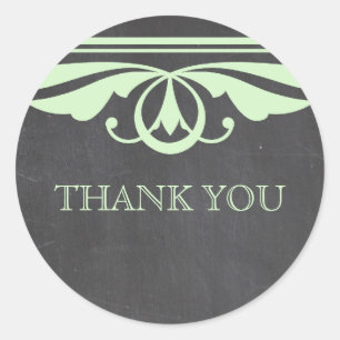 Green Deco Chalkboard Thank You Stickers